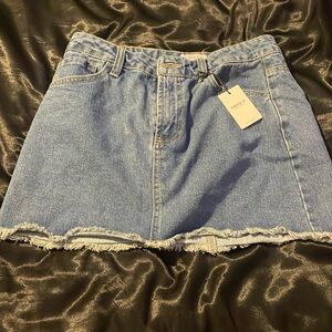 Medium denim blue high rise skirt